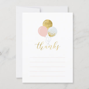 Gouden & Roze Ballonnen   Partij Dank u Nota Kaart