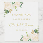 Gouden Roze Bloemen Elegant Vrijgezellenfeest Wijn Wijn Etiket (Enkel label)