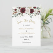 Gouden Roze Bloemen Foto Save the Date Kaart (Staand voorkant)