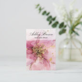 Gouden Roze Bloemen Handgemaakte Sieraden Oorbel D Visitekaartje (Staand voorkant)