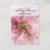 Gouden Roze Bloemen Handgemaakte Sieraden Oorbel D Visitekaartje (Voorkant)