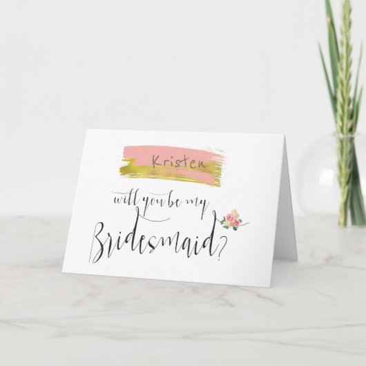 Gouden roze bloemenboeket, ben jij mijn bruidsmeis (Voorkant)