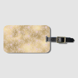 Gouden roze bloemenkant bagagelabel