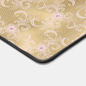 Gouden roze bloemenkant bureaumat (Hoek)