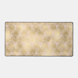 Gouden roze bloemenkant bureaumat