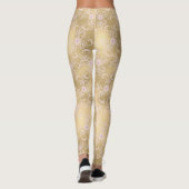 Gouden roze bloemenkant leggings (Achterkant)