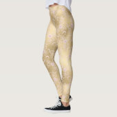 Gouden roze bloemenkant leggings (Links)