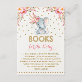 Gouden Roze Bloemenolifant Breng een Boek Insert K Informatiekaartje