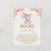 Gouden Roze Bloemenolifant Breng een Boek Insert K Informatiekaartje (Voorkant / Achterkant)