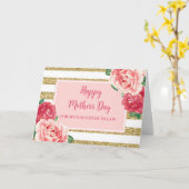 Gouden roze bloemige dochter in de wet Happy Mothe Kaart (Gele Bloem)