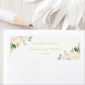 Gouden roze bloemige elegante adreslabel etiket (Insitu)