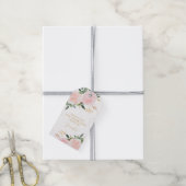 Gouden roze bloemige verjaardag cadeaulabel (Met Touw)