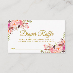 Gouden Roze Blush Baby showers Luier Raffle Kaart