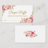 Gouden Roze Blush Baby showers Luier Raffle Kaart (Voorkant / Achterkant)