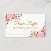 Gouden Roze Blush Baby showers Luier Raffle Kaart (Voorkant)