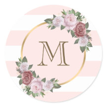 Gouden Roze Blush Bloemen Monogram Initiaal