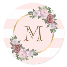 Gouden Roze Blush Bloemend Monogram Initiaal
