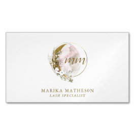 Gouden Roze Blush Monogram Waterverf Celestial Magnetisch Visitekaartje