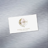 Gouden Roze Blush Monogram Waterverf Celestial Magnetisch Visitekaartje (Voorbeeld)