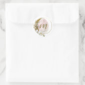 Gouden Roze Blush Monogram Waterverf Celestial Ronde Sticker (Tas)