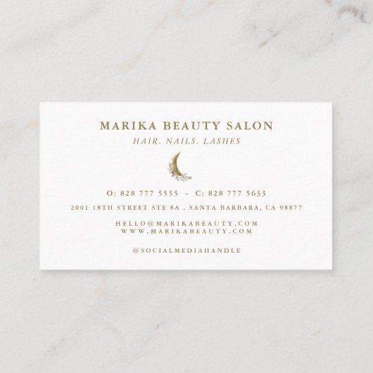 Gouden Roze Blush Monogram Waterverf Celestial Visitekaartje (Achterkant)