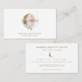 Gouden Roze Blush Monogram Waterverf Celestial Visitekaartje (Voorkant / Achterkant)