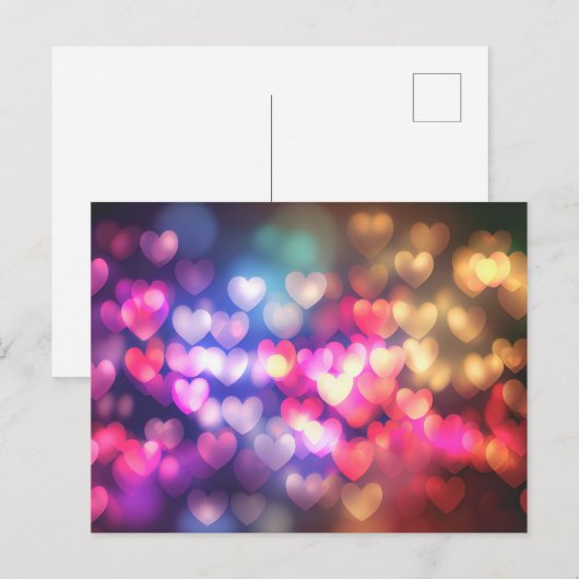 Gouden Roze Bokeh Harten Briefkaart (Voorkant / Achterkant)