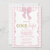 Gouden Roze Boog Is Ze Niet Oneerlijke 1e Verjaard Kaart (Voorkant)