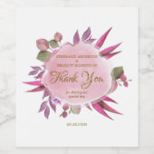 Gouden Roze Botanische Elegante Eenvoudige Moderne Wijn Etiket (Enkel label)