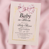 Gouden Roze Bow Waterverf Bloemen Baby shower Kaart