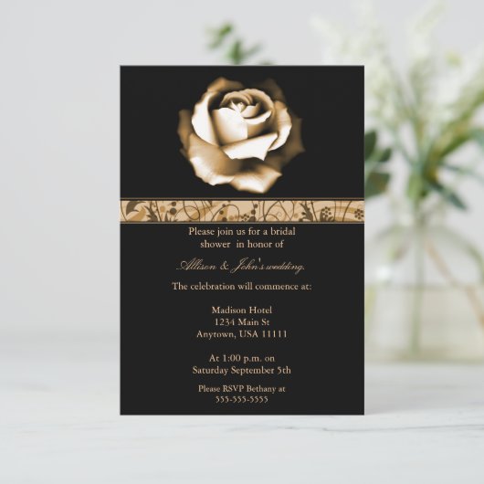 Gouden Roze Bruidsfeest Uitnodiging (Staand voorkant)