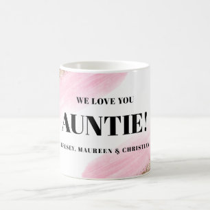 Gouden Roze Cadeau voor Tante met Namen Koffiemok