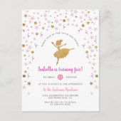 Gouden & Roze Confetti Ballerina Verjaardagsuitnod Uitnodiging Briefkaart (Voorkant)