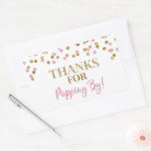Gouden Roze Confetti Bedankt voor Popping By Rechthoekige Sticker (Envelop)