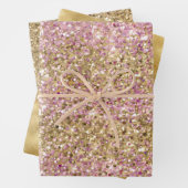 Gouden Roze Confetti Glitter Inpakpapier Vel (In situ)