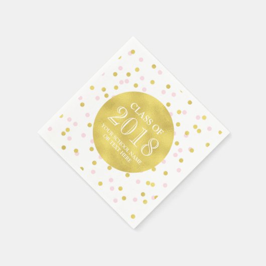 Gouden Roze Confetti Klasse van 2018 Afstuderen Servetten (Hoek)