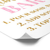 Gouden Roze Confetti Mimosa Bar Bord Bruiloft Poster (Hoek)