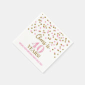 Gouden Roze Confetti Proost op 40 Jaar Servet (Hoek)
