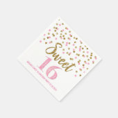 Gouden Roze Confetti Sweet 16 Verjaardag Servet (Hoek)