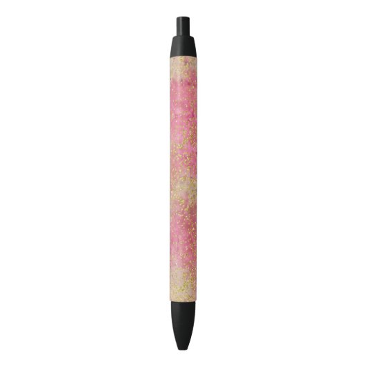 Gouden Roze Confetti Waterverf Confetti Zwarte Inkt Pen (Voorkant Verticaal)