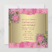 Gouden Roze Dahlia Vrouwen Verjaardagsfeest Kaart (Achterkant)