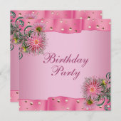 Gouden Roze Dahlia Vrouwen Verjaardagsfeest Kaart (Voorkant / Achterkant)