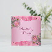 Gouden Roze Dahlia Vrouwen Verjaardagsfeest Kaart (Staand voorkant)