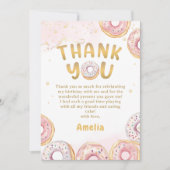 Gouden Roze Donut Meisje Verjaardag Bedankt Kaart (Voorkant)