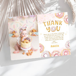 Gouden Roze Donut Meisje Verjaardag Foto Bedankt K