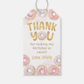 Gouden Roze Donut Verjaardag Party Gift Label Cadeaulabel (Voorkant)