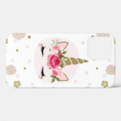 Gouden & Roze Eenhoorn Bloem Bloeit Trendy Cute Case-Mate iPhone Case (Achterkant (horizontaal))