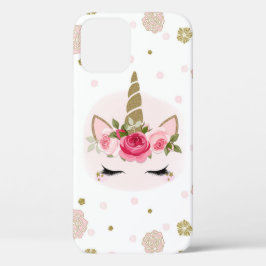 Gouden & Roze Eenhoorn Bloem Bloeit Trendy Cute Case-Mate iPhone Case