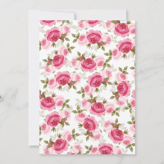 Gouden & Roze Eenhoorn Bloemen Rozen Verjaardagsfe Kaart (Achterkant)