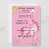 Gouden Roze Eenhoorn Glitter verjaardag Kaart (Voorkant)